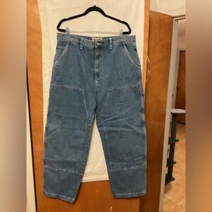 Stussy 100% cotton wide leg with double layer self fabric knee patch SZ 36 NWT